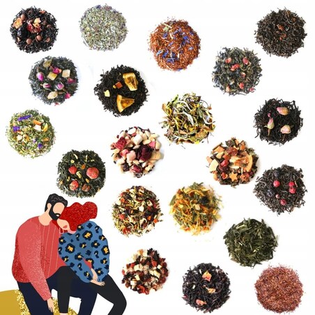 Zestaw prezentowy upominkowy "HERBATA Z TOBĄ" - herbaty premium 20 smaków - prezent upominek na walentynki dla chłopaka dziewczyny niej niego żony męża kobiety faceta mężczyzny narzeczonej