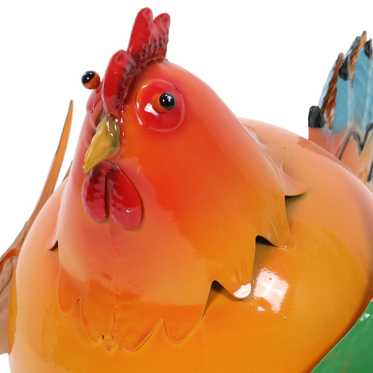 Kolorowa figurka metalowy kogut, 21 x 25 x 28 cm