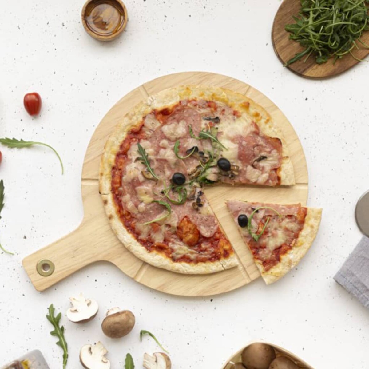 Livoo Zestaw do krojenia pizzy, 30 cm, drewniany