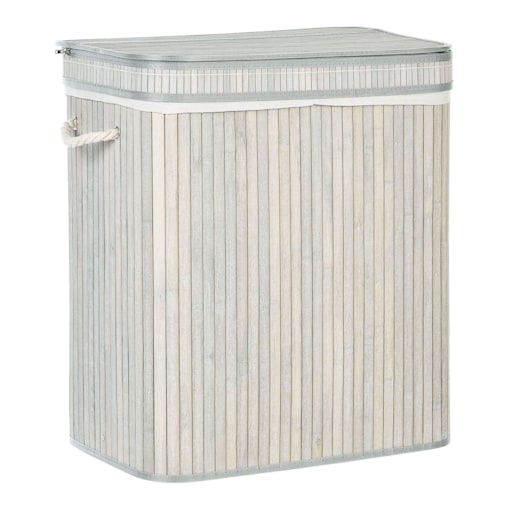 Kosz bambusowy z pokrywką szary KALTHOTA