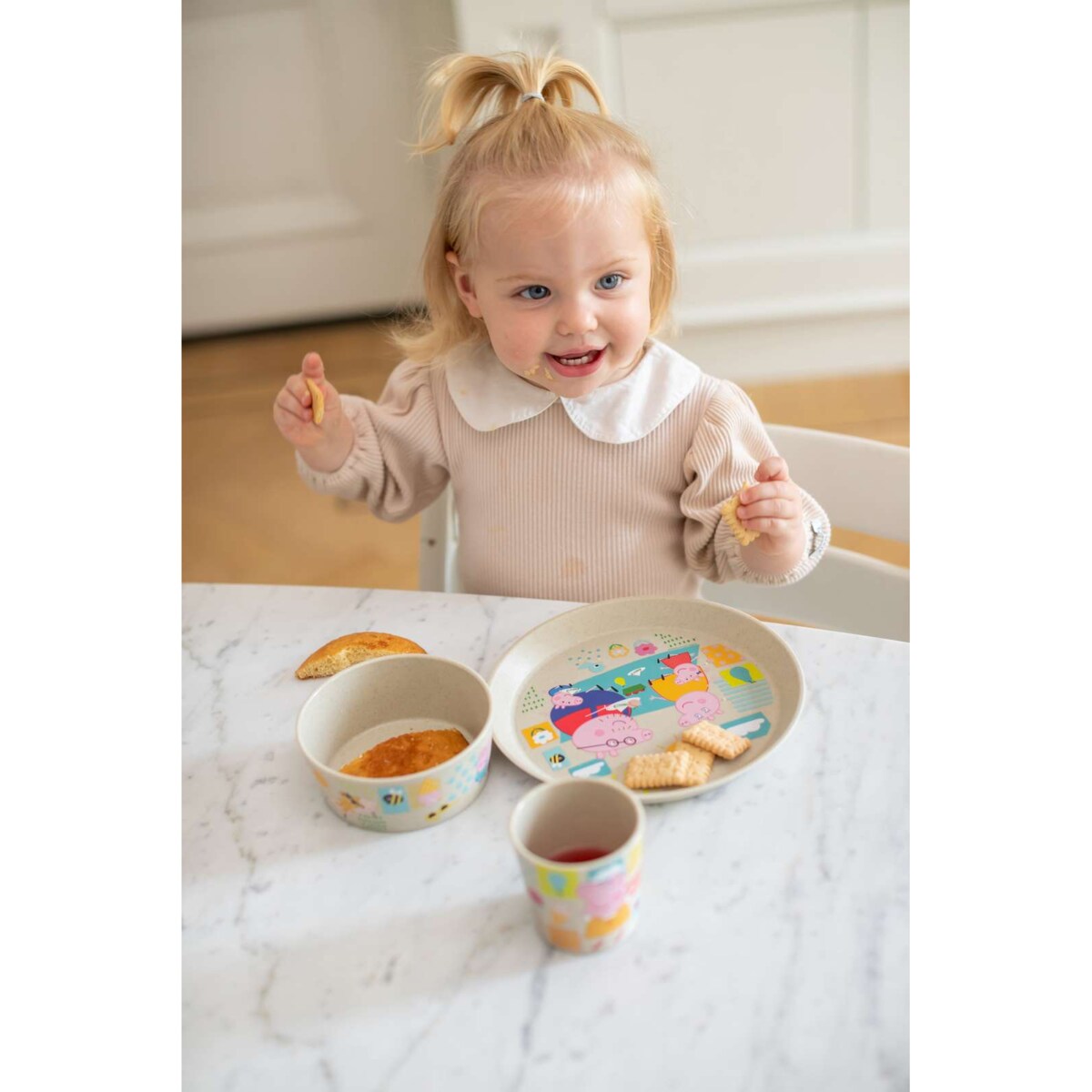 Zestaw obiadowy dla dzieci CONNECT ŚWINKA PEPPA, z tworzywa organic, KOZIOL
