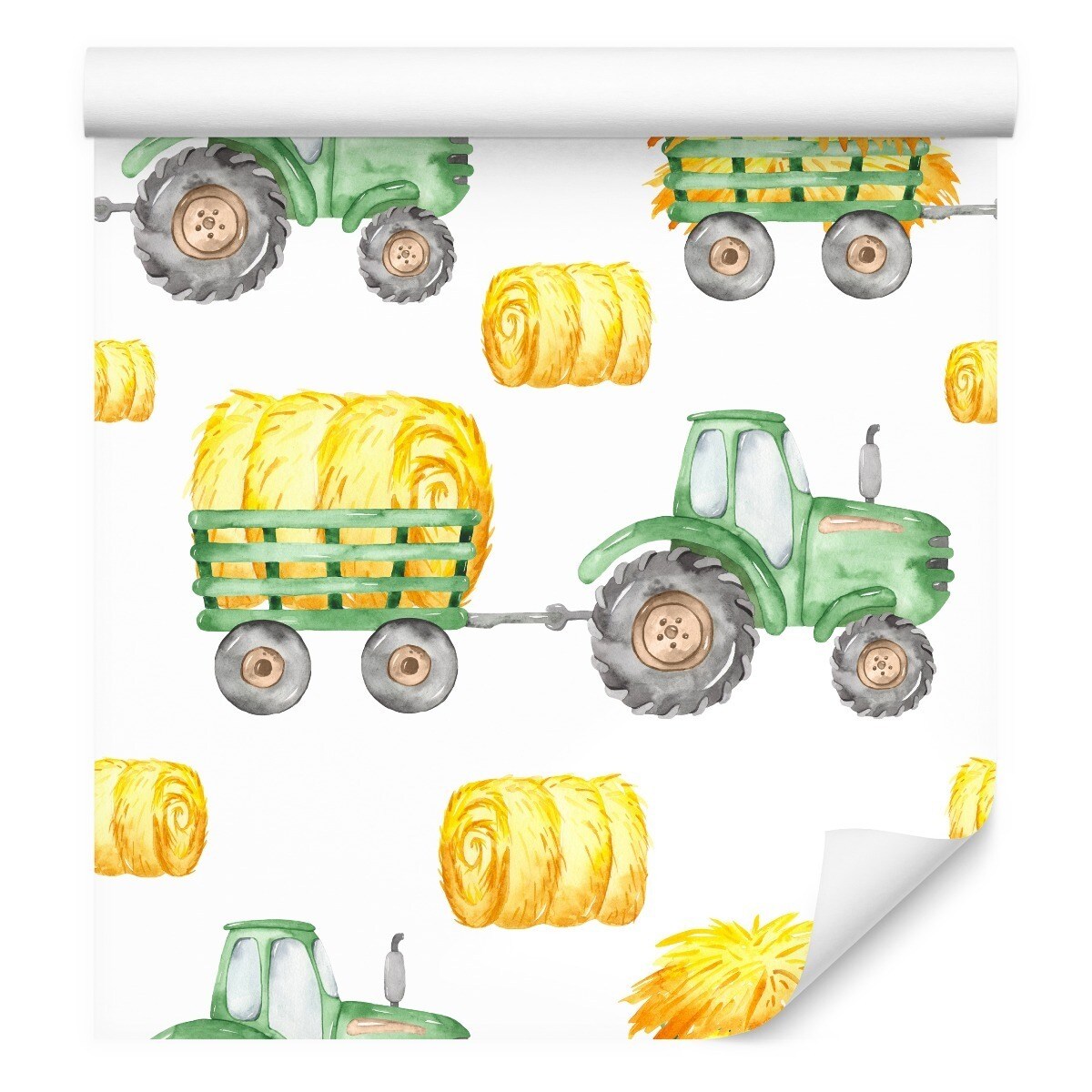 Tapeta Dziecięca TRAKTORY Malowane Akwarelą
