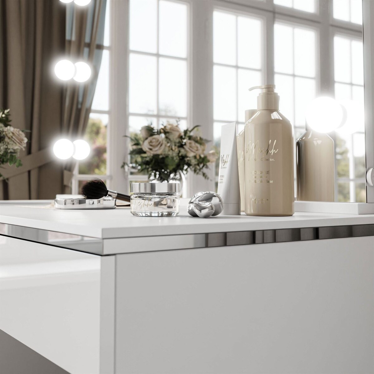 Toaletka AURORA II SILVER ELITE LED biały połysk