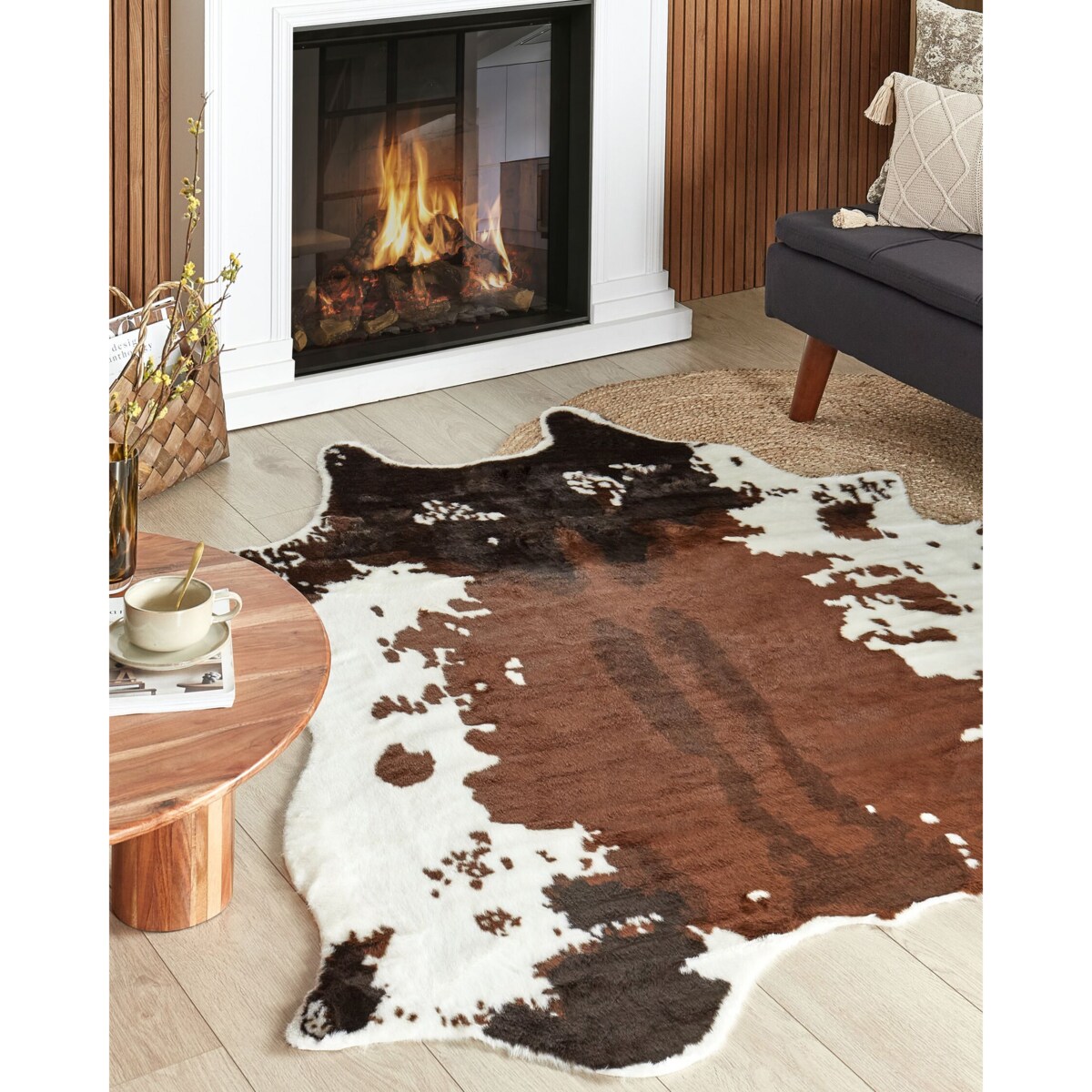 Dywan ekoskóra 150 x 200 cm biało-brązowy BOGONG