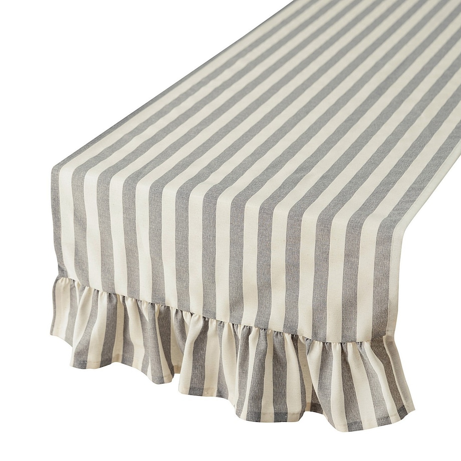 Bieżnik z falbaną 40x160 cm 40x160 szaro-białe pasy (1,5cm)