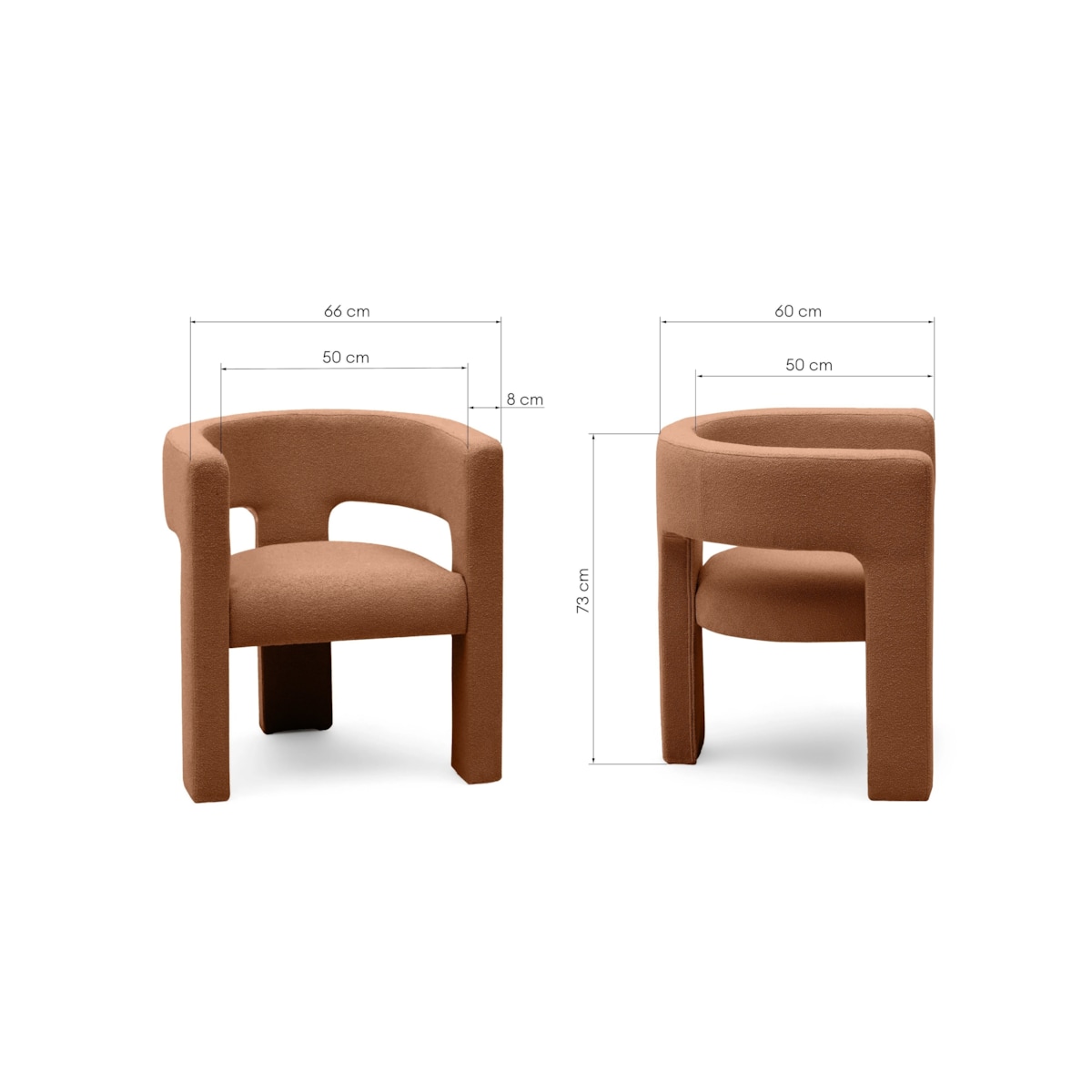 Fotel wypoczynkowy miedziany bouclé Tiana