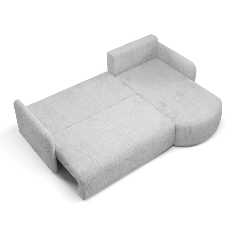 Nowoczesny Narożnik BON z funkcją spania, obity tkanina Cremona jasno-szary