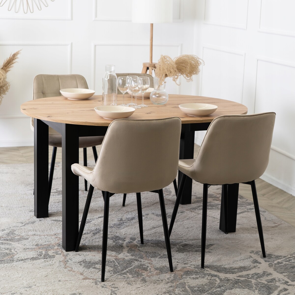 Krzesło Tapicerowane Welurowe Do Salonu Jadalni Kuchenne Beżowe CHRIS