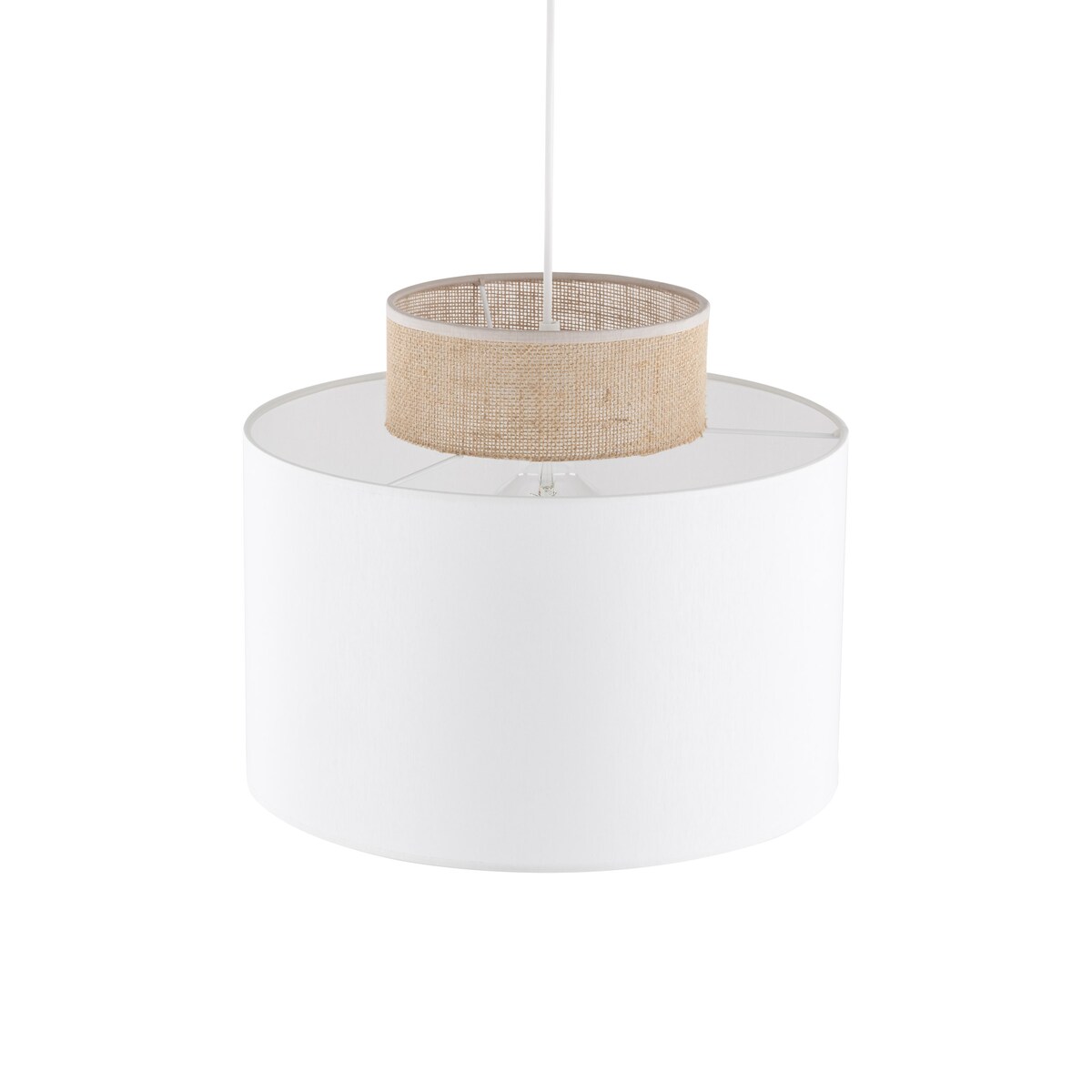 Lampa wisząca TK Lighting DUO White Juta 1856 biała z jutą E27 regulowana wysokość 170 cm nowoczesna do salonu i jadalni