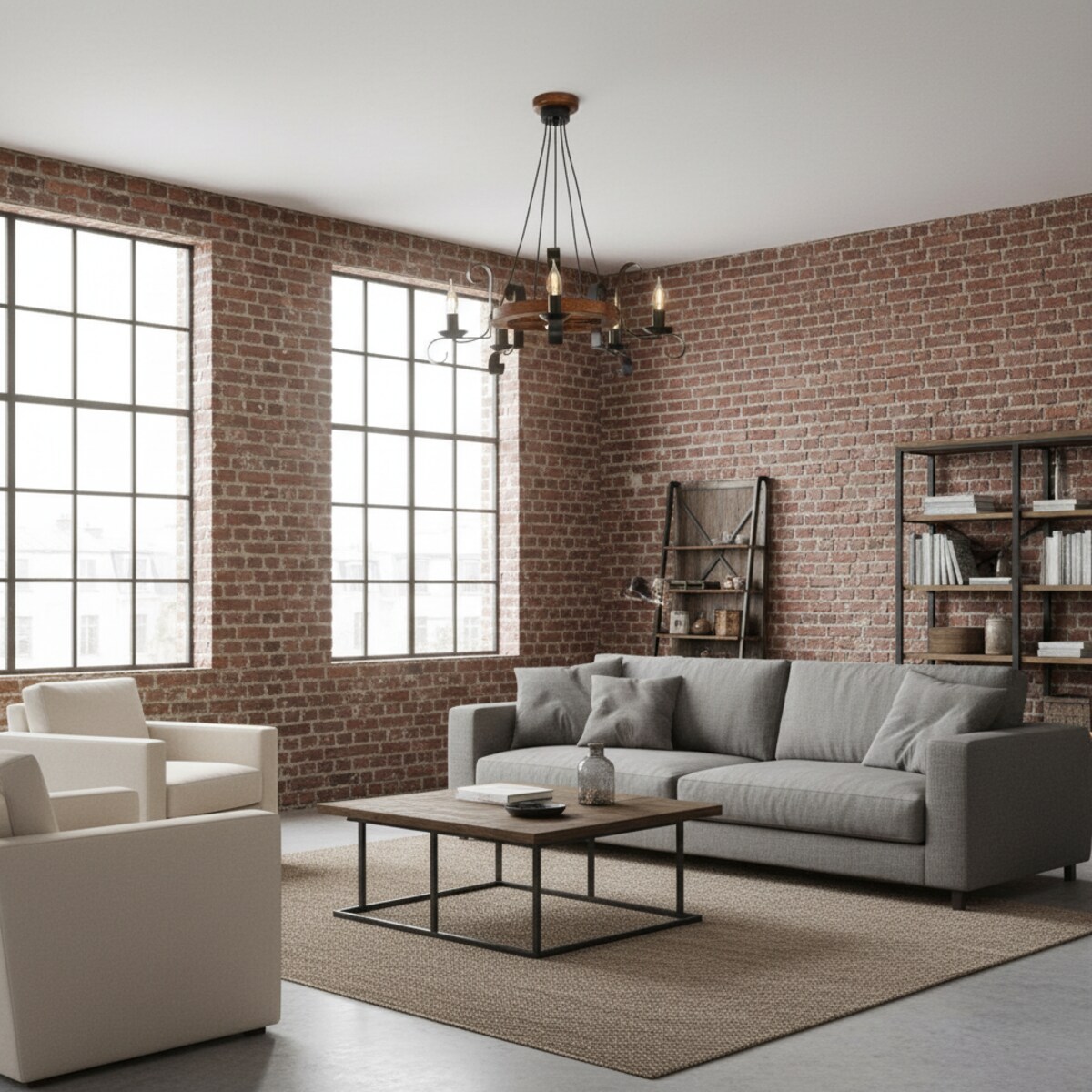 drewniana lampa wisząca 5 punktowa edylit loft retro