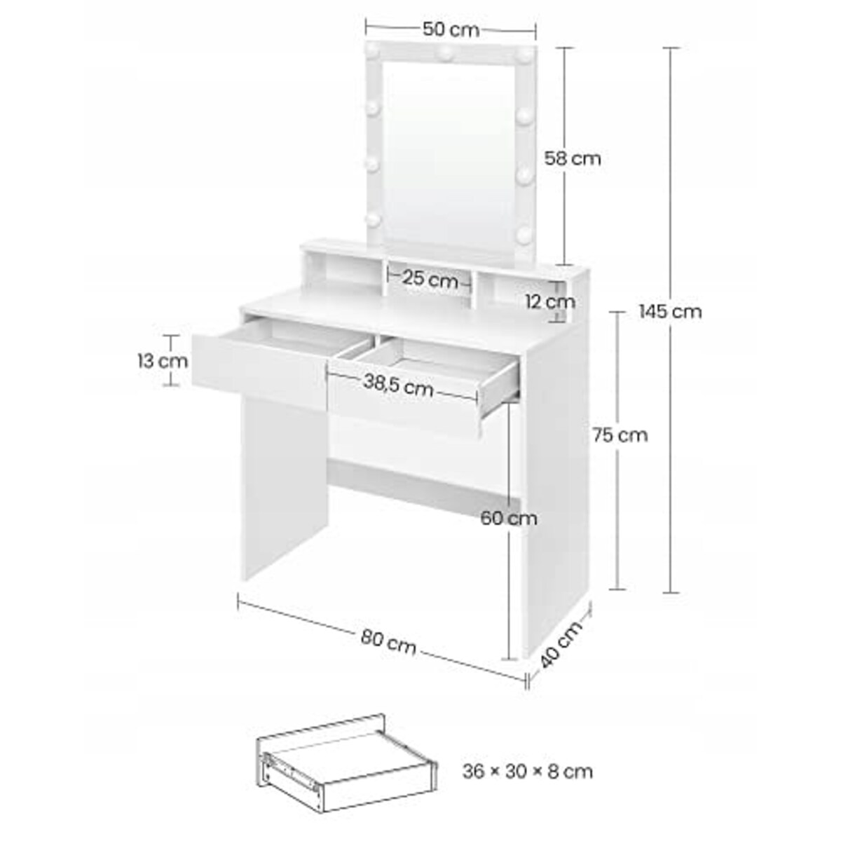 Toaletka Do Sypialni Pokoju Dla Kobiet Nastolatek Biała
