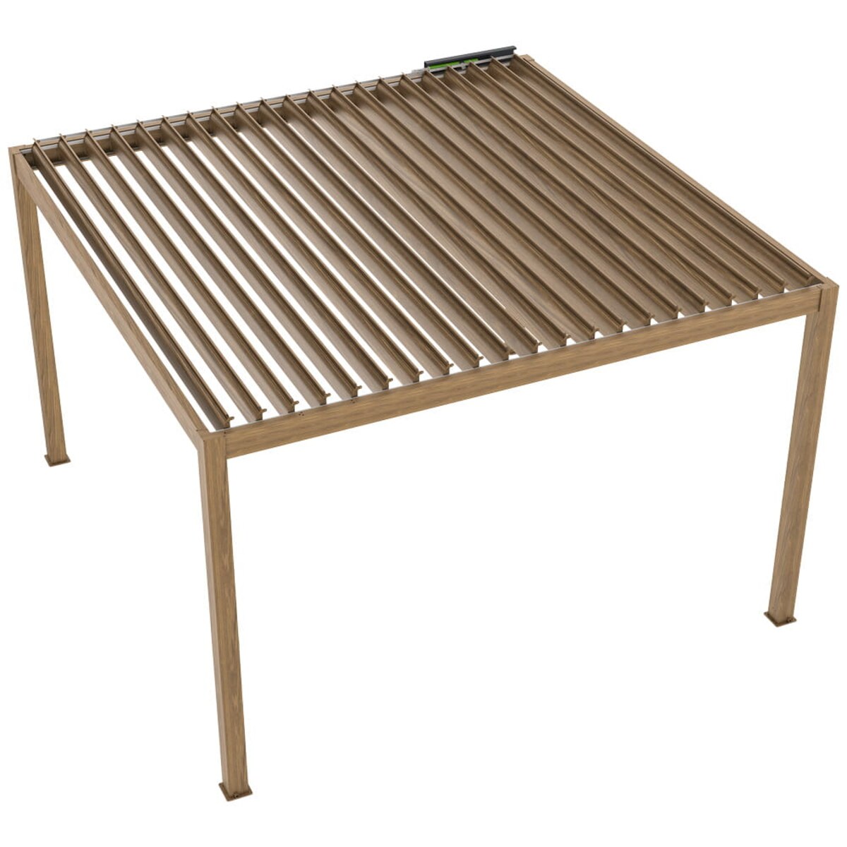 Pergola ogrodowa w kolorze drewna, oświetlenie LED Luxe 4x4m aluminiowa