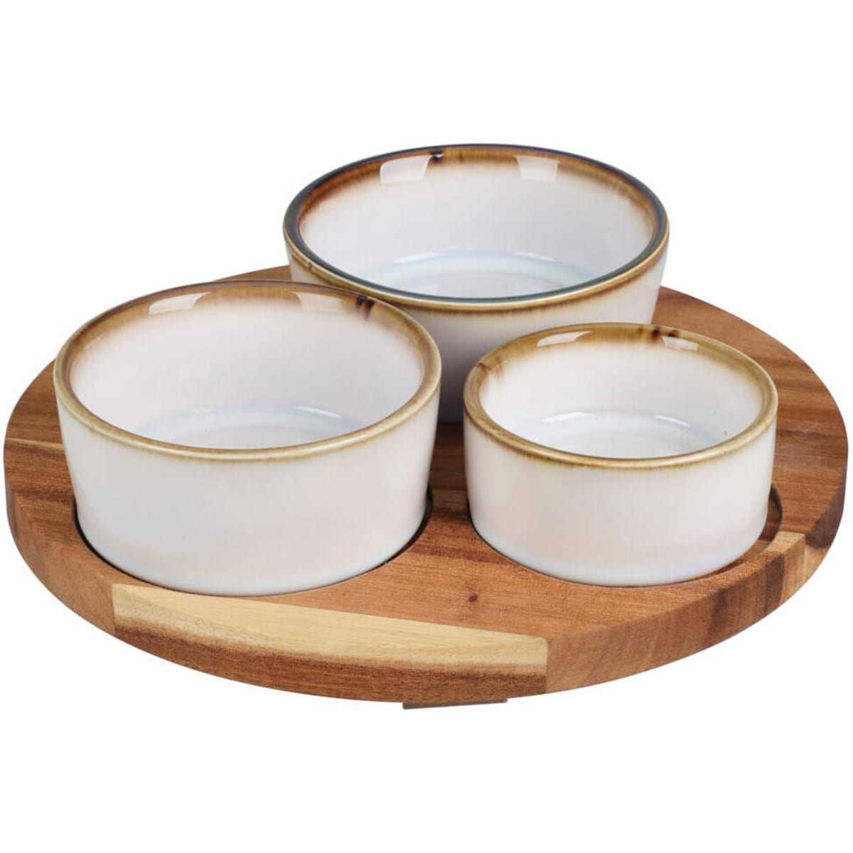 Zestaw do serwowania przekąsek, akacjowa podstawka