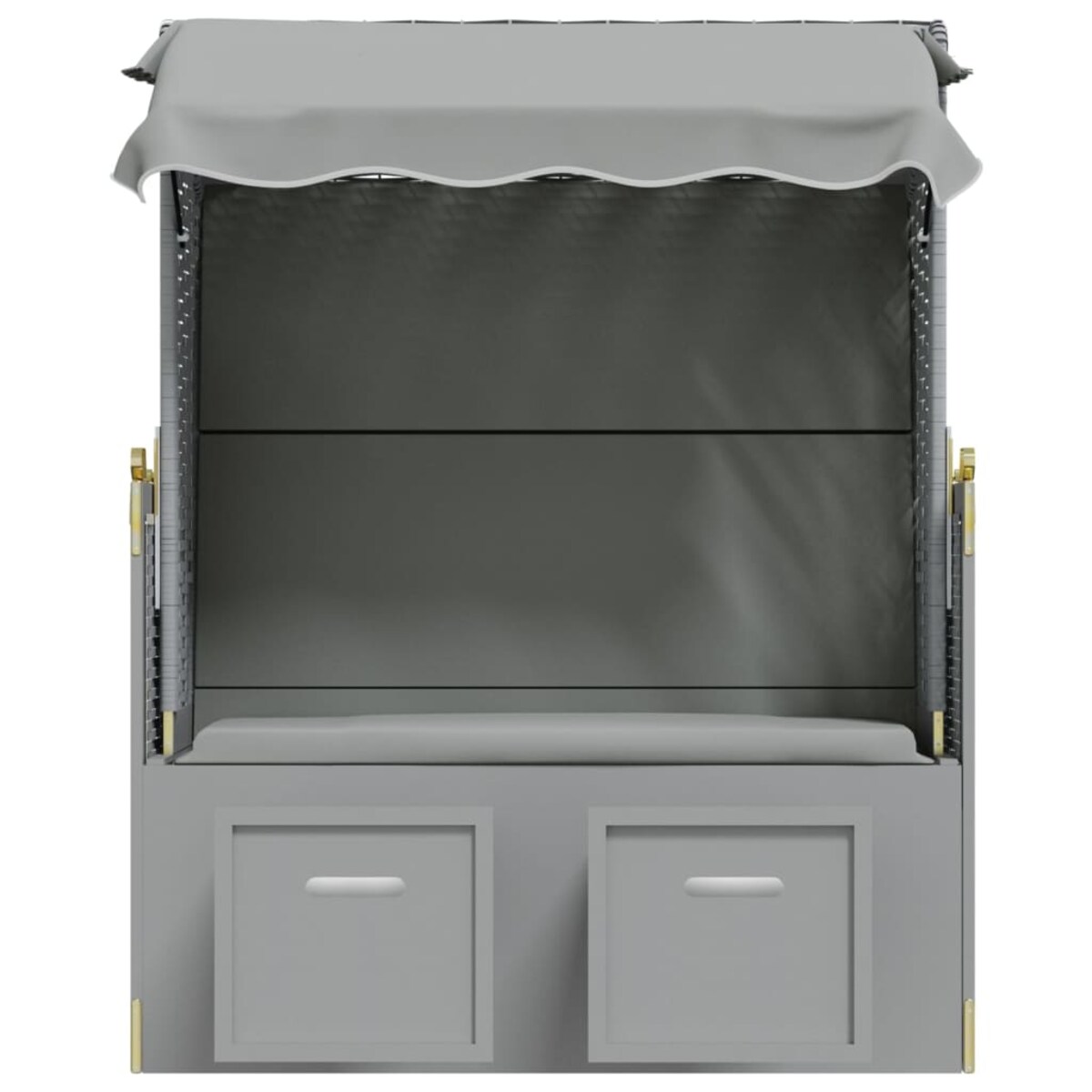 vidaXL Kosz plażowy z zadaszeniem, rattan PE i lite drewno, szary