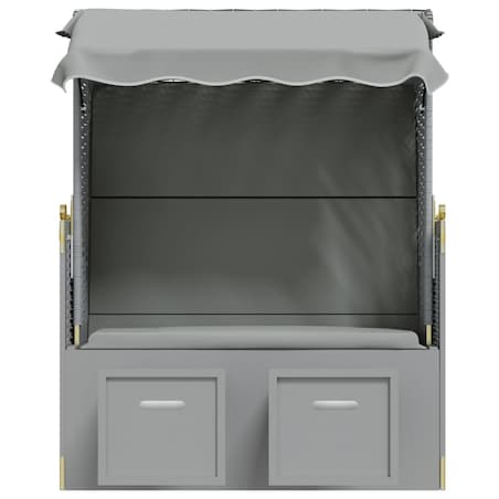 vidaXL Kosz plażowy z zadaszeniem, rattan PE i lite drewno, szary