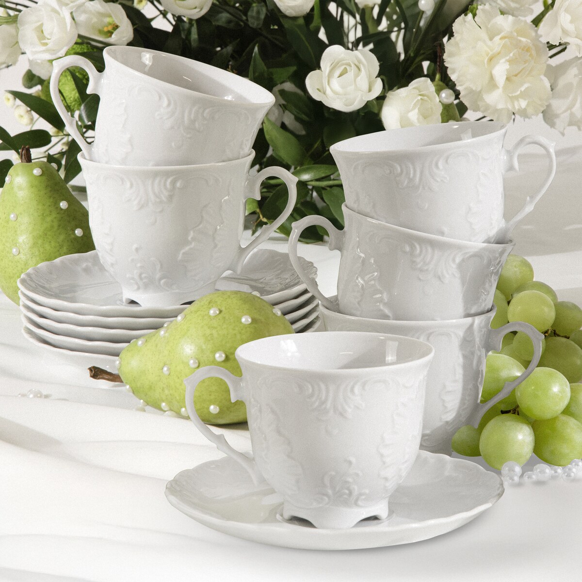 Konsimo ROCOCO MARIA Filiżanka do herbaty ze spodkiem 6 szt.