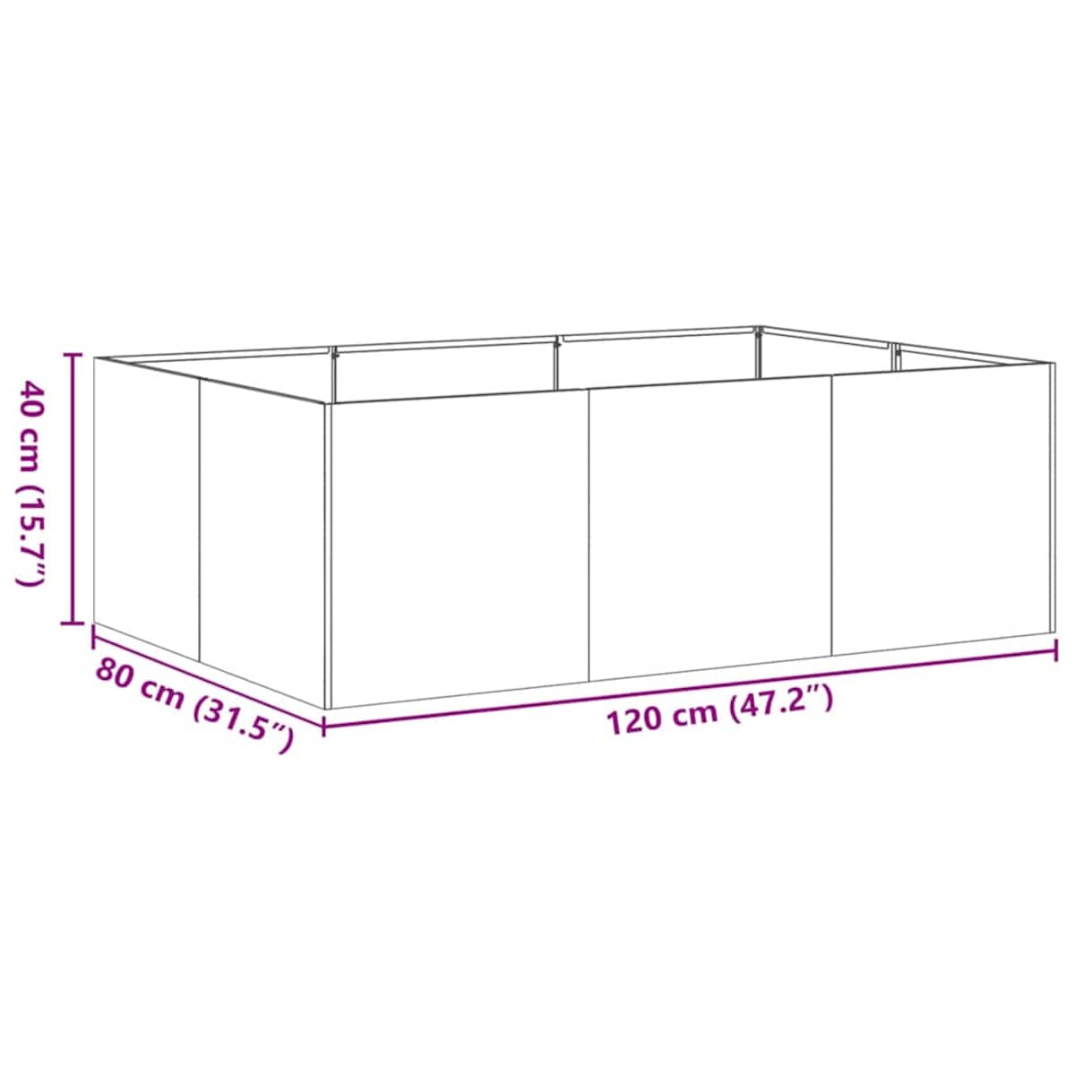 vidaXL Doniczka Antracyt 120x80x40 cm Stal