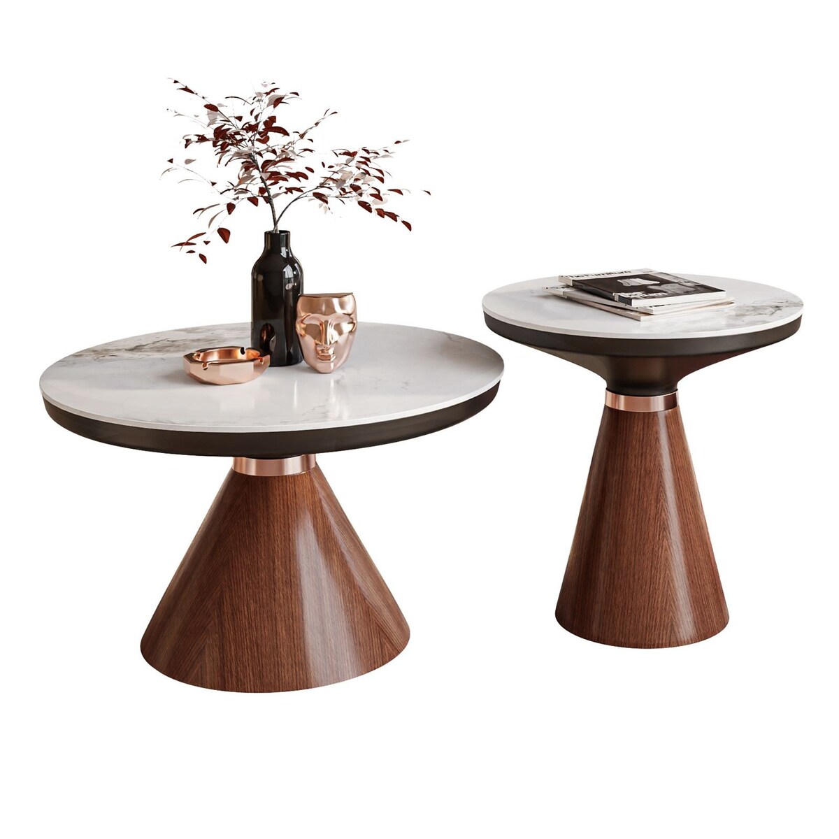 Ława GISELLE II 2w1 orzech biały marmur