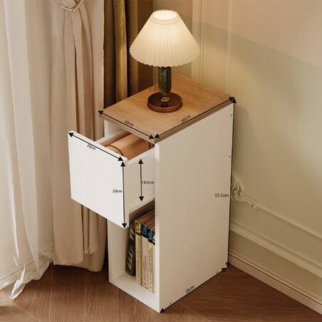 Szafka nocna wąska z szufladą stolik z półką nowoczesny loft sypialni 55 cm