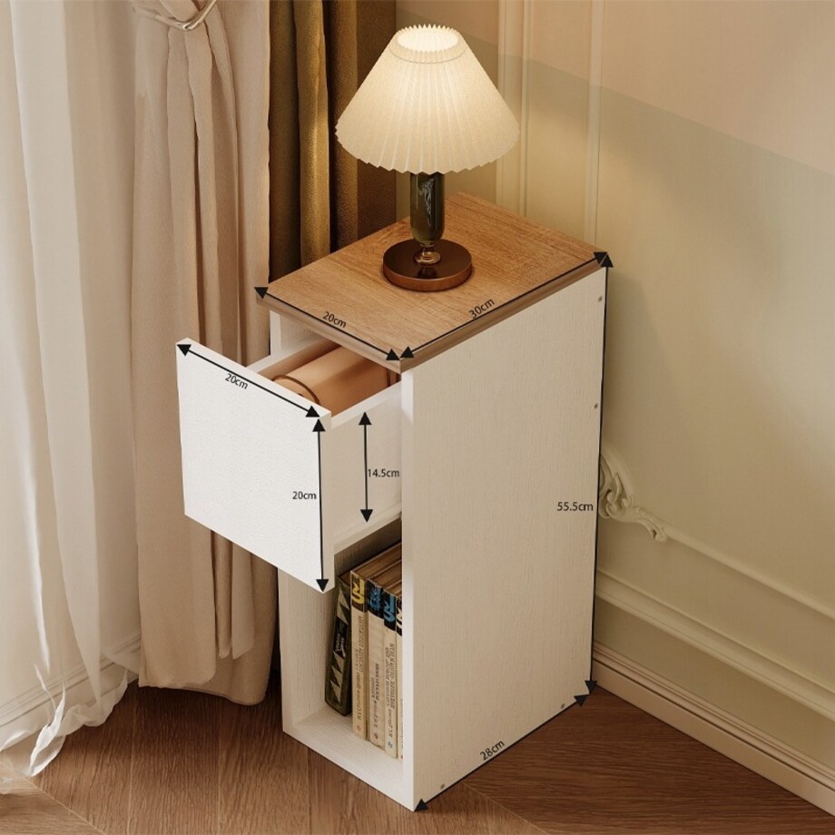 Szafka nocna wąska z szufladą stolik z półką nowoczesny loft sypialni 55 cm