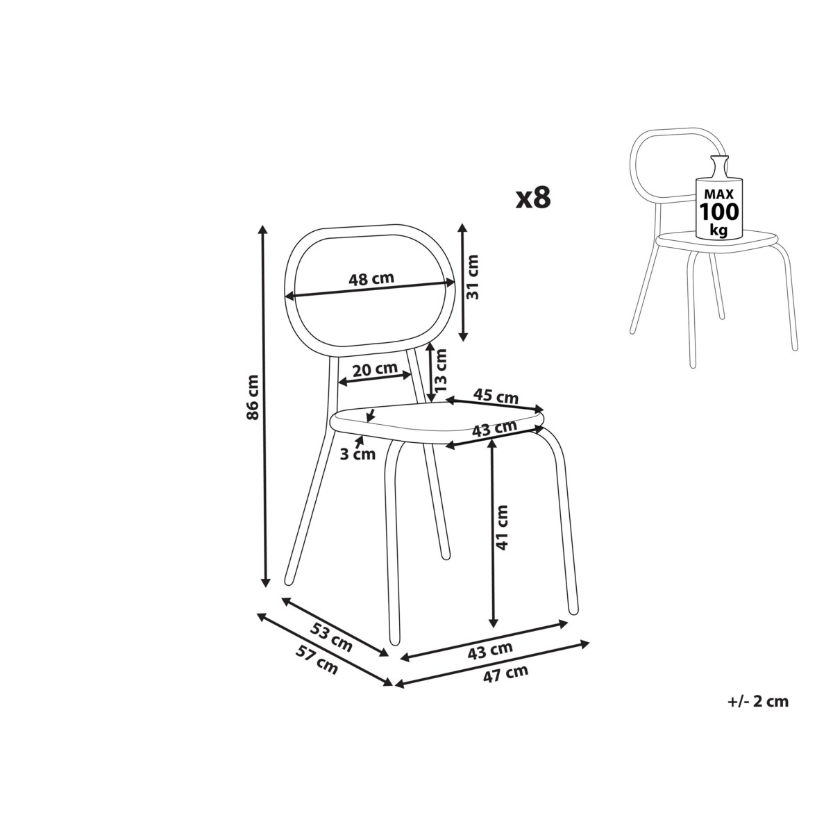 Zestaw 8 krzeseł z technorattanu naturalny PRATELLO