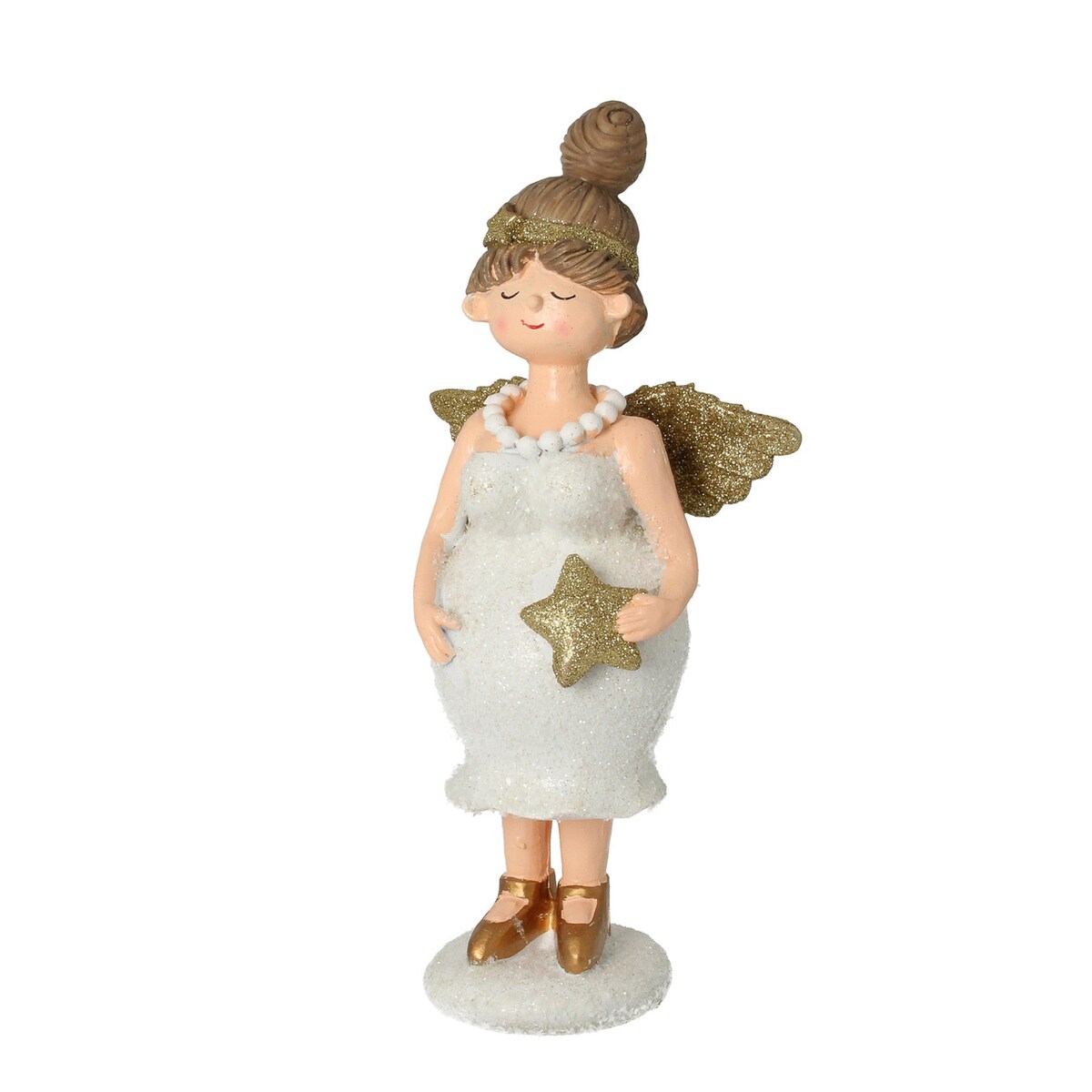 Figurka Angel Star 30 cm gold boże narodzenie, święta, świąteczne, biały, 14x11x30 cm