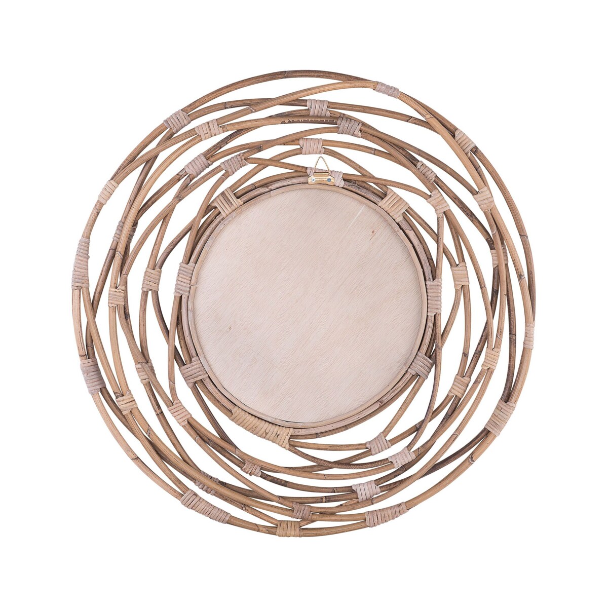 Rattanowe okrągłe lustro ścienne ø 75 cm brązowe BURGIS