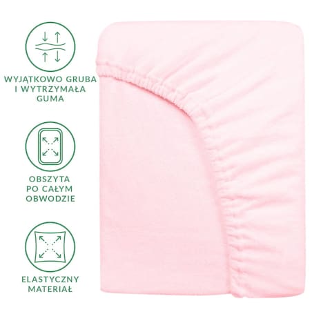 Prześcieradło z bawełny frotte z gumką 160x200 kolor róż kwarcowy
