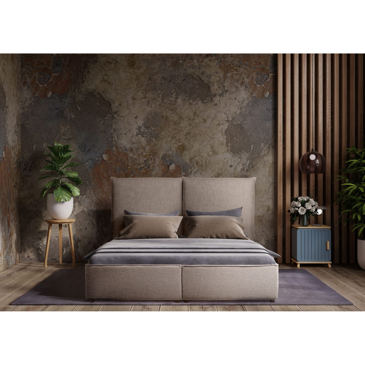 Łóżko Hage (180x200) z pojemnikiem na pościel w tkaninie Angola 09