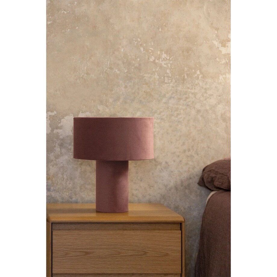 Lampa stołowa tapicerowana Pianela, ciemnoróżowa, 35 cm