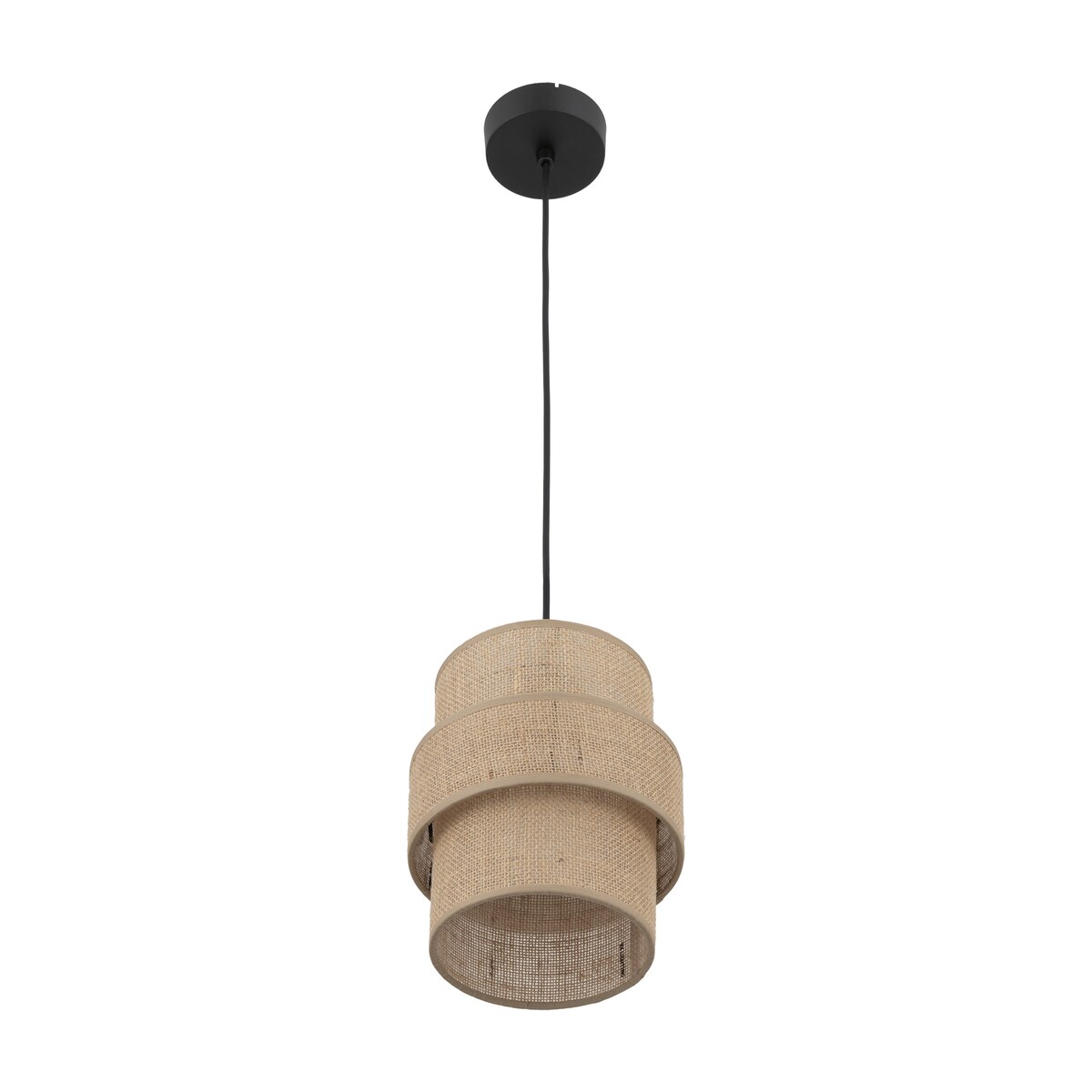 Lampa wisząca TK Lighting CALISTO JUTA 5401 beżowo-czarna, jutowy klosz, E27, regulowana wysokość