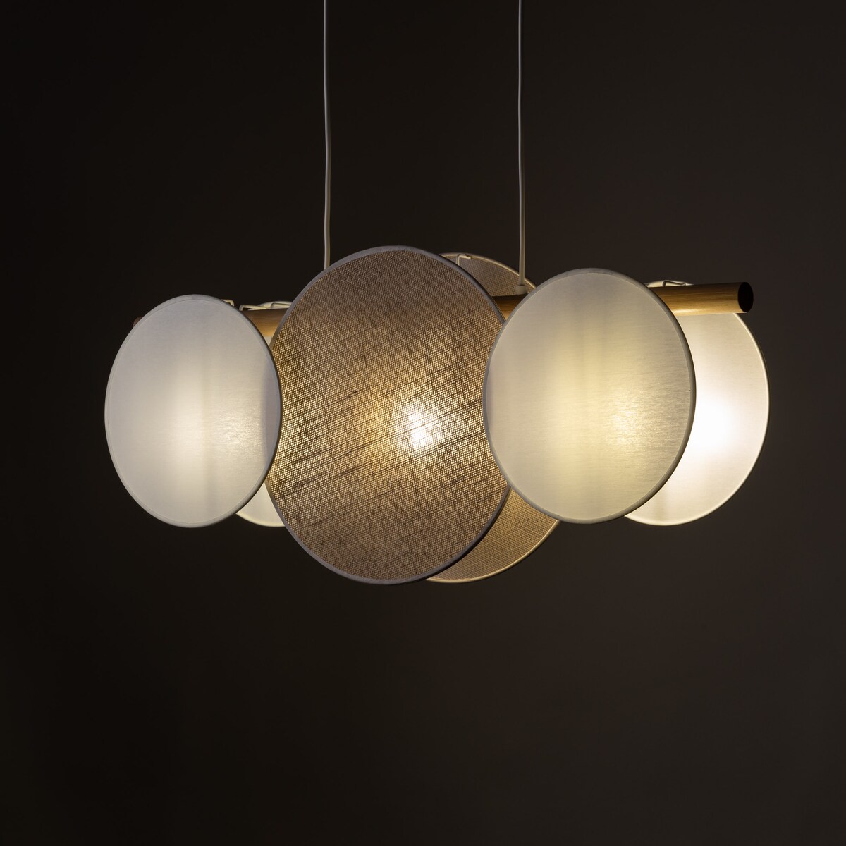 Lampa wisząca TK Lighting PULSE 10005 3xE27 biała z drewnem i jutą, regulowana wysokość, nowoczesna do salonu i jadalni