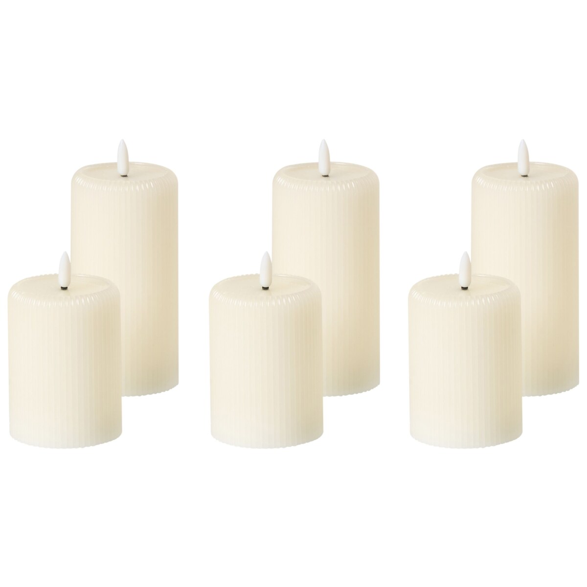 Zestaw 6 świec LED NOISETTE 10/16 cm Złamana biel