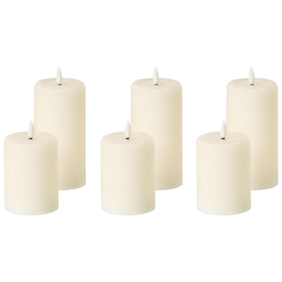 Zestaw 6 świec LED NOISETTE 10/16 cm Złamana biel