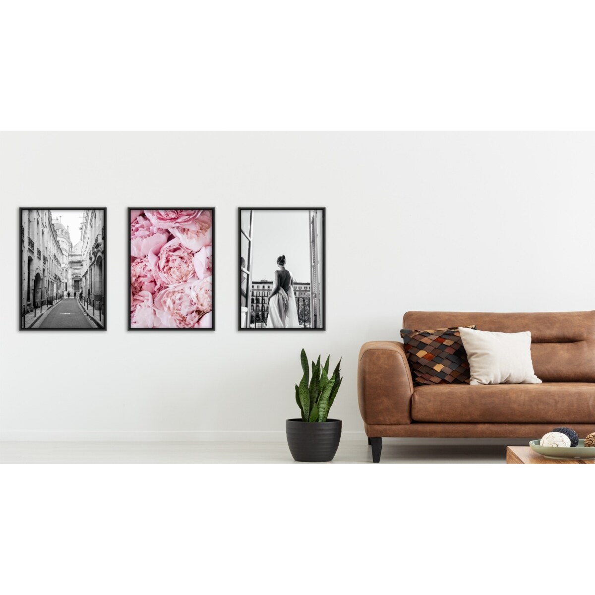 ZESTAW 3x Plakat KWIATY Kobieta Architektura 30x40cm