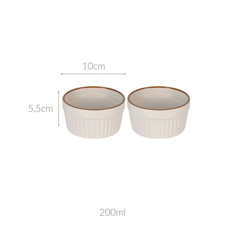Kokilki do zapiekania, porcelanowe, 2 sztuki, 200 ml, Ø 10 cm
