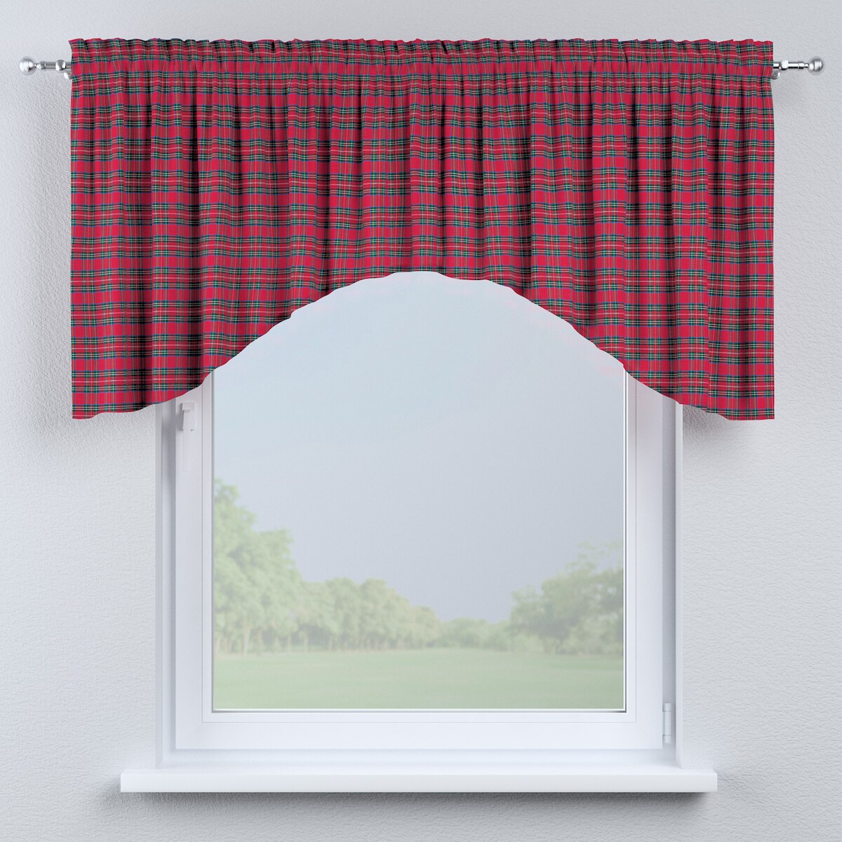 Lambrekin łuk 250x75 czerwona kratka