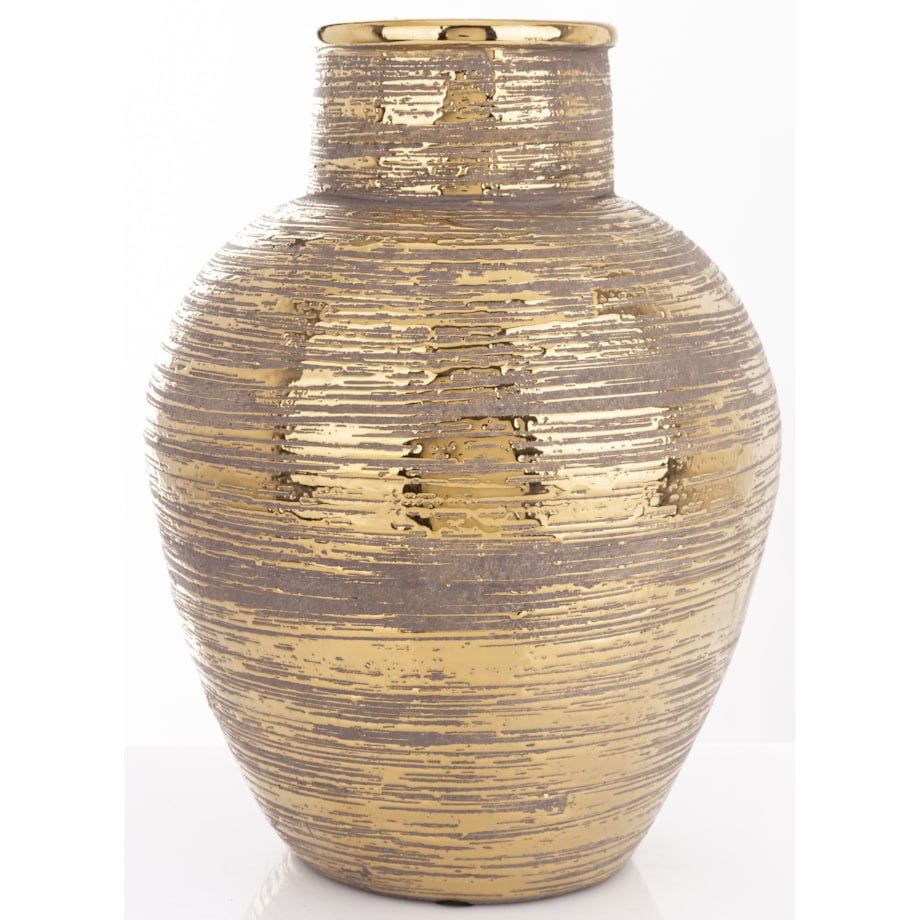 Wazon ceramiczny złoty, postarzany 32x24x24 cm JULITTA