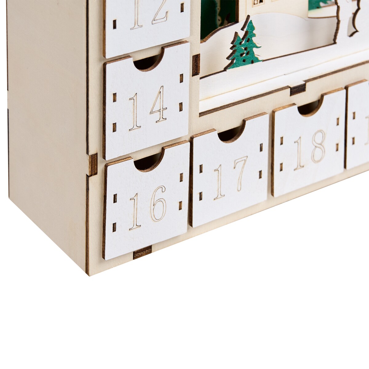 Dekoracja świąteczna LED NISSER Kalendarz adwentowy 44 cm Jasnobrązowy