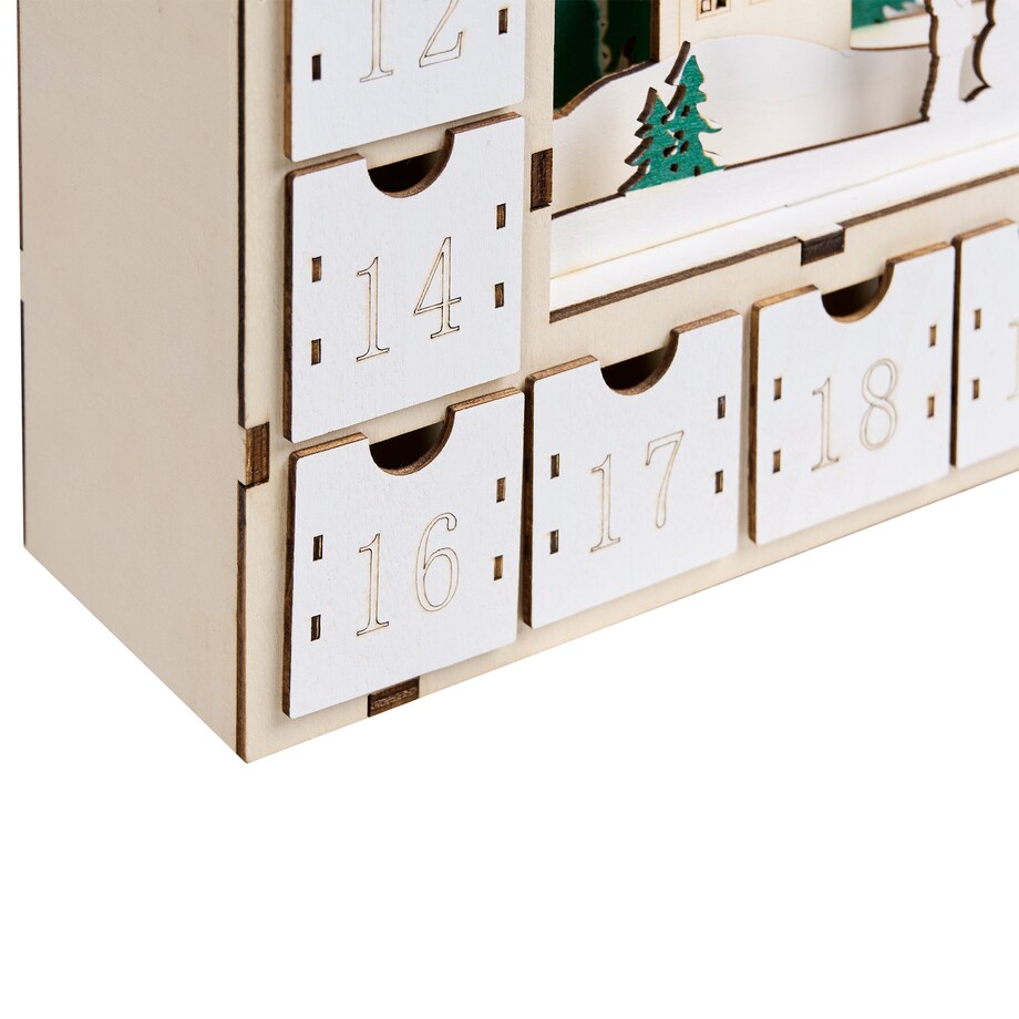 Dekoracja świąteczna LED NISSER Kalendarz adwentowy 44 cm Jasnobrązowy