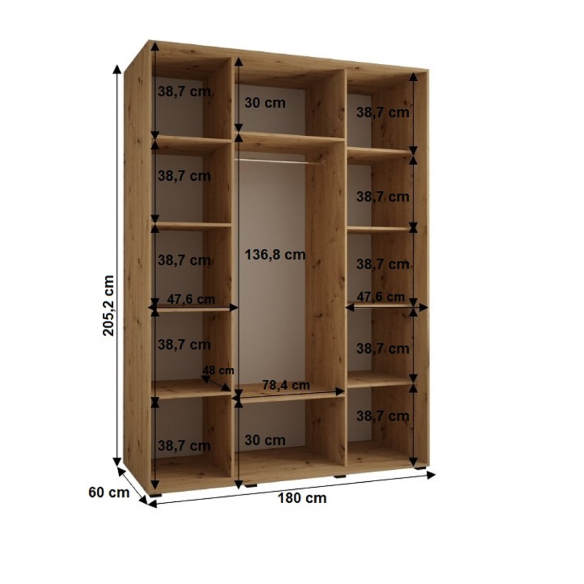 Szafa przesuwna Garderoba SAPPORO 1 180 gł. 60 artisan/artisan