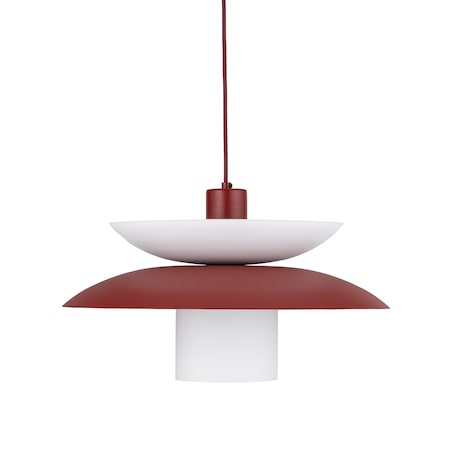 Lampa Wisząca Tk Lighting Verado Burgundowa Biała Metalowa Z Kloszem
