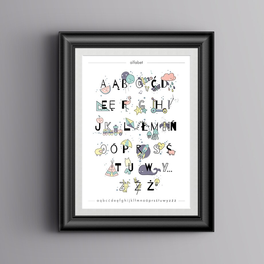 Plakat dla dzieci Alfabet pastelowy 30x40