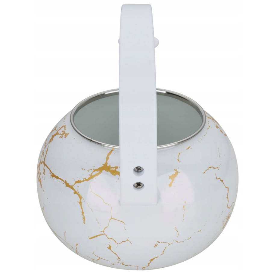 Czajnik Emaliowany Retro 2.2L Z Gwizdkiem Biały Stal Węglowa Indukcja Gaz