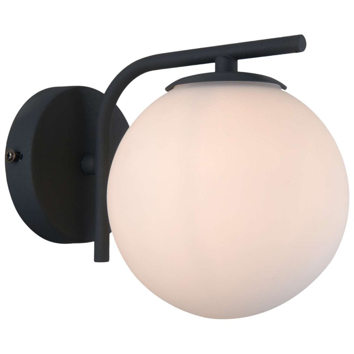 Kinkiet LAMPA ścienna RADDI WL-5510-1-BK Italux modernistyczna OPRAWA szklana kula ball grafitowa biała