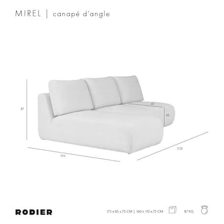 Mirel Sofa narożna lewa bez podłokietników zielona