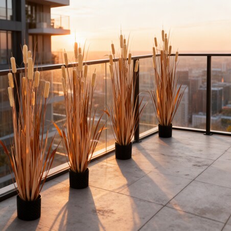 Roślina Sztuczna Trawa W Doniczce 125 Cm Wysokości Różowa Jak Żywa Ozdoba