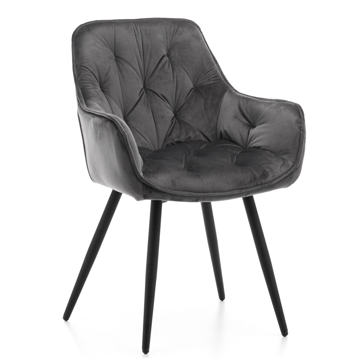 Krzesło tapicerowane pikowane do salonu jadalni welurowe SIENA szare