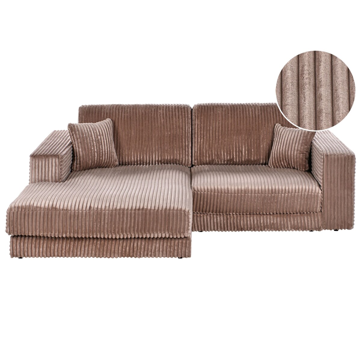 Narożnik LOFOTEN Sztruks Jasnobrązowy dla 3 osób Prawostronny