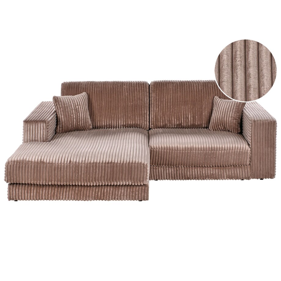 Narożnik LOFOTEN Sztruks Jasnobrązowy dla 3 osób Prawostronny